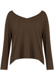 Khaki Wide Neck Textured Tops