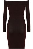 Burgundy Lurex Off The Shoulder Bodycon Dress