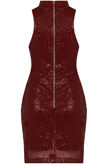Wine Sequin Side Cut Out Party Dress