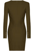 Khaki Long Sleeve Tuxedo Bodycon Dress
