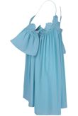 Sky Blue Embroidered Cut Out Shoulder Day Dress