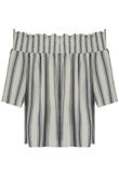Blue Off The Shoulders Striped Top