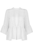White Crochet Embroidery Bell Sleeve Tops