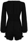 V-Neck Chiffon Playsuit With Crochet Detail In Black