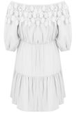White Crochet Embroidered Shift Dress 