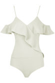 White Cross Over Frilled Bodysuit