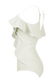White Cross Over Frilled Bodysuit