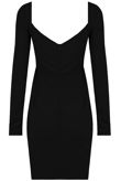 Black Long Sleeve Plunge Neck Bodycon Dress
