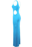 Turquoise Side Cut Out Sleeveless Celebrity Maxi Dress