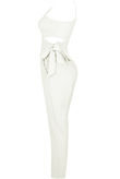 White Side Tie Up One Shoulder Jumpsuit