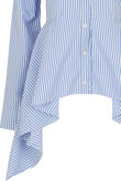 Blue Striped High Low Button Down Shirt