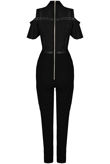 Black Lace Crochet Cut Out Jumpsuit