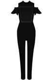 Black Lace Crochet Cut Out Jumpsuit
