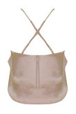 Beige Shiny Criss Cross Back Layered Tops