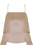Beige Shiny Criss Cross Back Layered Tops