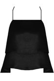 Black Shiny Criss Cross Back Layered Tops