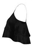 Black Shiny Criss Cross Back Layered Tops