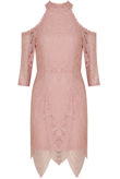 Rose Crochet Lined Cold Shoulder Bodycon Dress