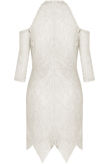 White Crochet Lined Cold Shoulder Bodycon Dress