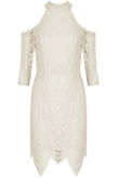 White Crochet Lined Cold Shoulder Bodycon Dress