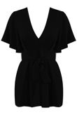 Black Tie Back Floaty Playsuit