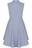 Blue Striped Front Button Up Asymmetric Top.