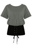 Grey Lace Up Corset Tees