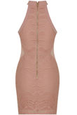 Crochet Lined Side Netted Bodycon Dress in Rose 