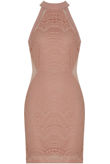 Crochet Lined Side Netted Bodycon Dress in Rose 