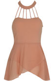 Pink Cross Over Front Cut Out Tops