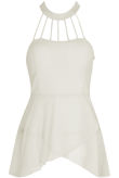 White Cross Over Front Cut Out Tops