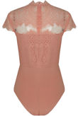 Pink Lace Crochet Netted Bodysuit