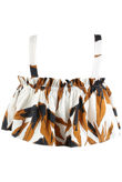 White Tropical Frill Crop Top