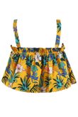 Yellow Floral Frill Crop Top