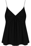 Black Petal Crochet Sleeveless Tops