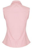 Pink Front Ruffle Button Up Collared Blouse