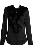 Black Front Ruffle Button Up Blouse