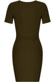 Khaki Front Hem Zipped Bodycon Dress