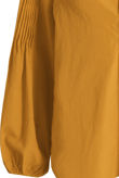 Mustard Front Low Neck Pleated Shirt Top