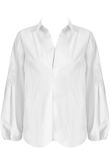White Front Low Neck Pleated Shirt Tops