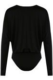 Plunge Neck Ruched Bodysuit in Black