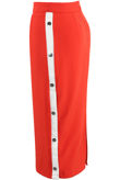 Red Side Snap Button Up Skirt