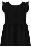 Black Lace Overlay Pleated Tops