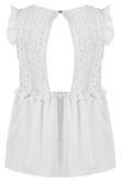White Lace Overlay Pleated Tops