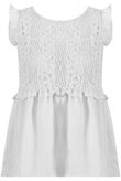 White Lace Overlay Pleated Tops