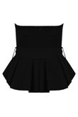 Black Bandeau Belted Peplum Crop Tops 
