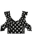 Black Polka Dot Cold Shoulder Top