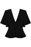 Black Tie Up Peplum Top