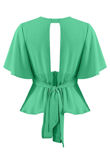 Green Tie Up Peplum Top