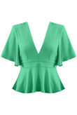Green Tie Up Peplum Top